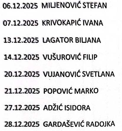 Raspored rada decembar 2025 4 SESTRE