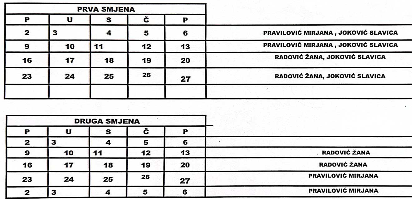 Raspored rada februar 2026 4 FIZ